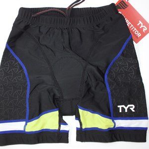 TYR Men's Small Black Blue Triathlon Shorts New
